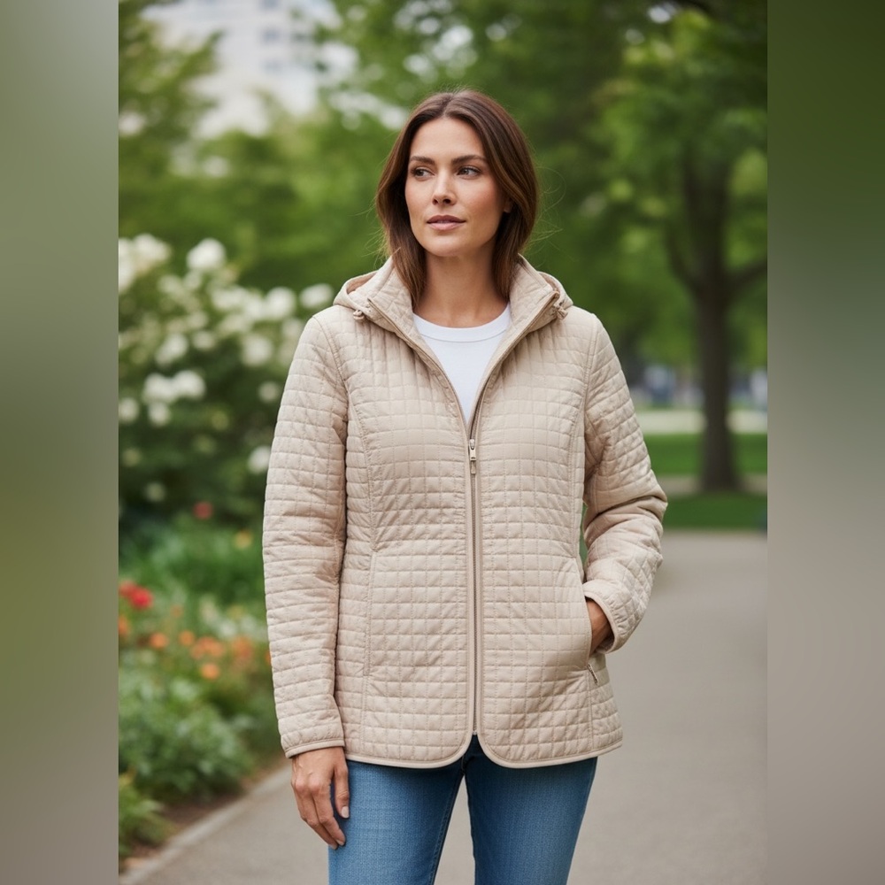 Lands’ End Women’s Quilted Jacket Tan Size Large NWT